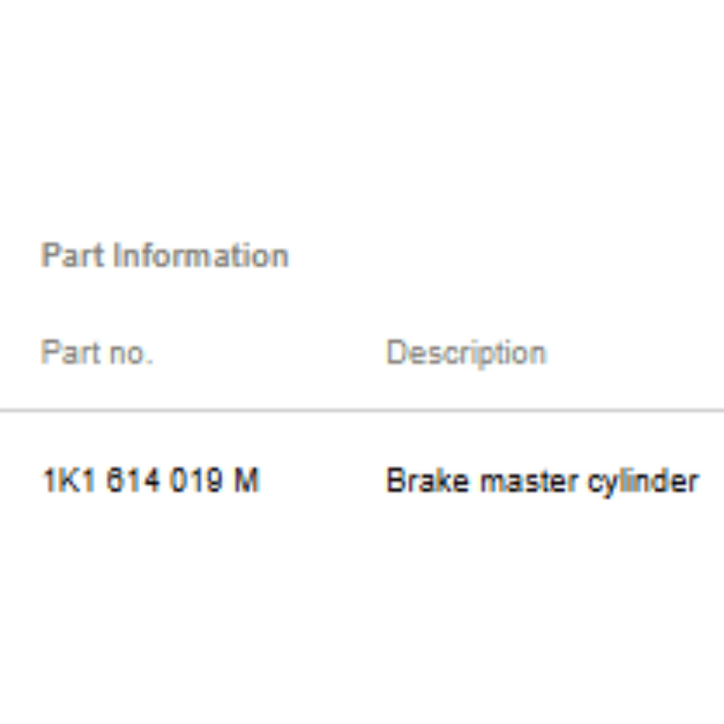 2011–2015 VW Jetta Brake Master Cylinder Used OEM 1K1614019M
