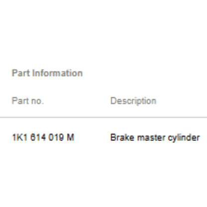 2011–2015 VW Jetta Brake Master Cylinder Used OEM 1K1614019M