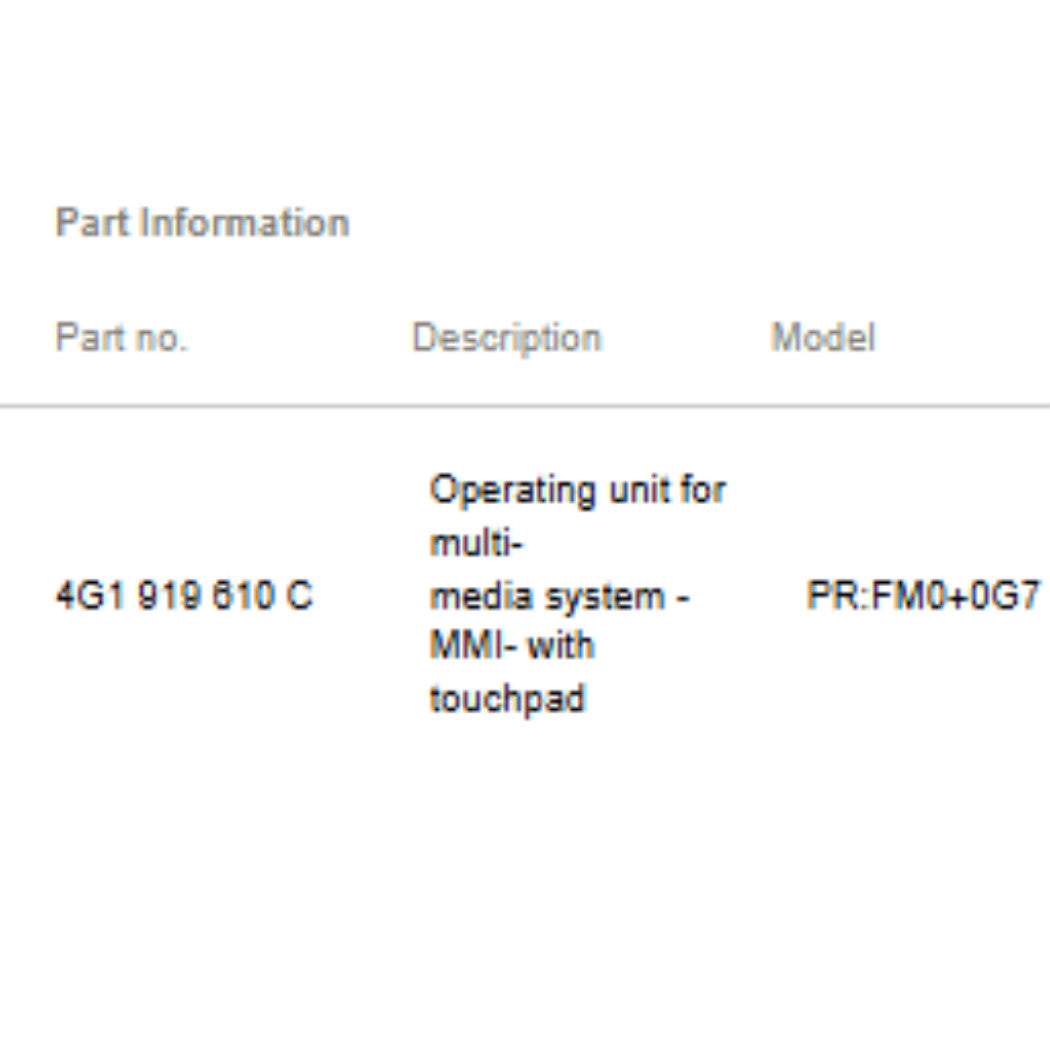 2012–2018 Audi A6 / A7 Multimedia Control Switch Used OEM 4G1919610C