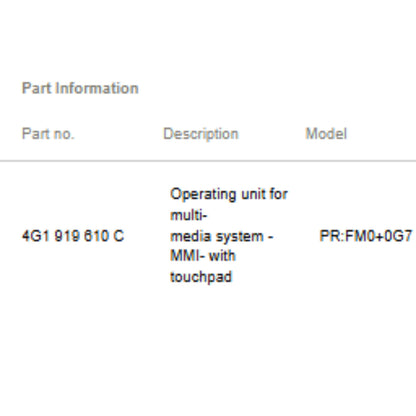 2012–2018 Audi A6 / A7 Multimedia Control Switch Used OEM 4G1919610C