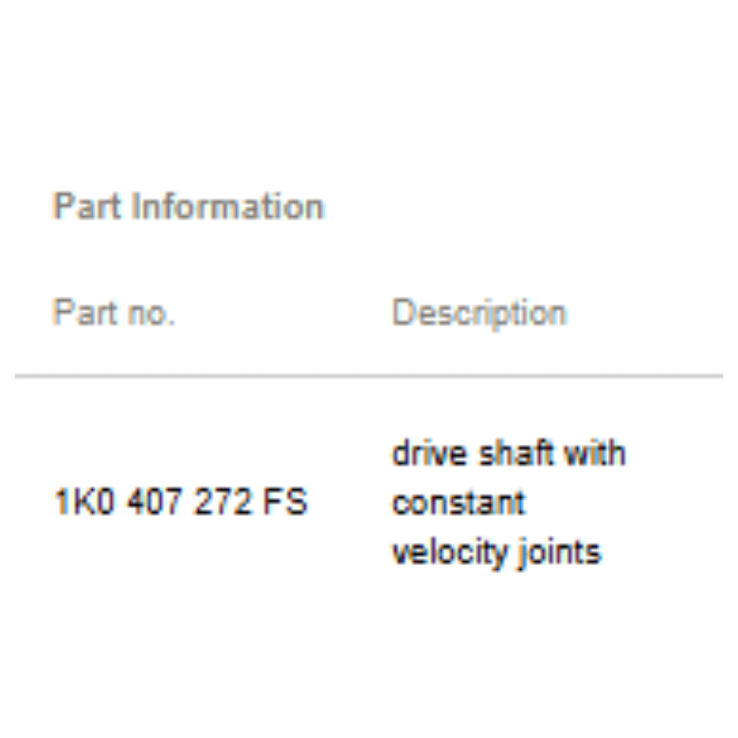 2012 VW Jetta Front Right CV Axle Assembly Used OEM 1K0407272FS