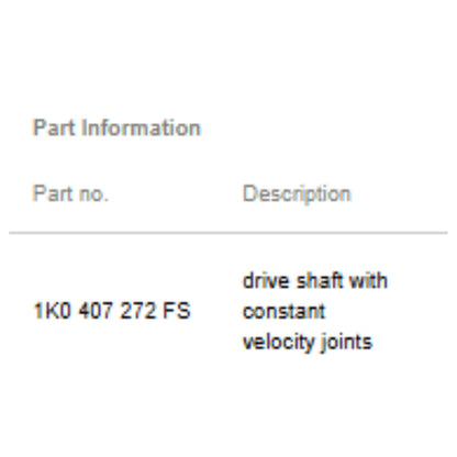 2012 VW Jetta Front Right CV Axle Assembly Used OEM 1K0407272FS