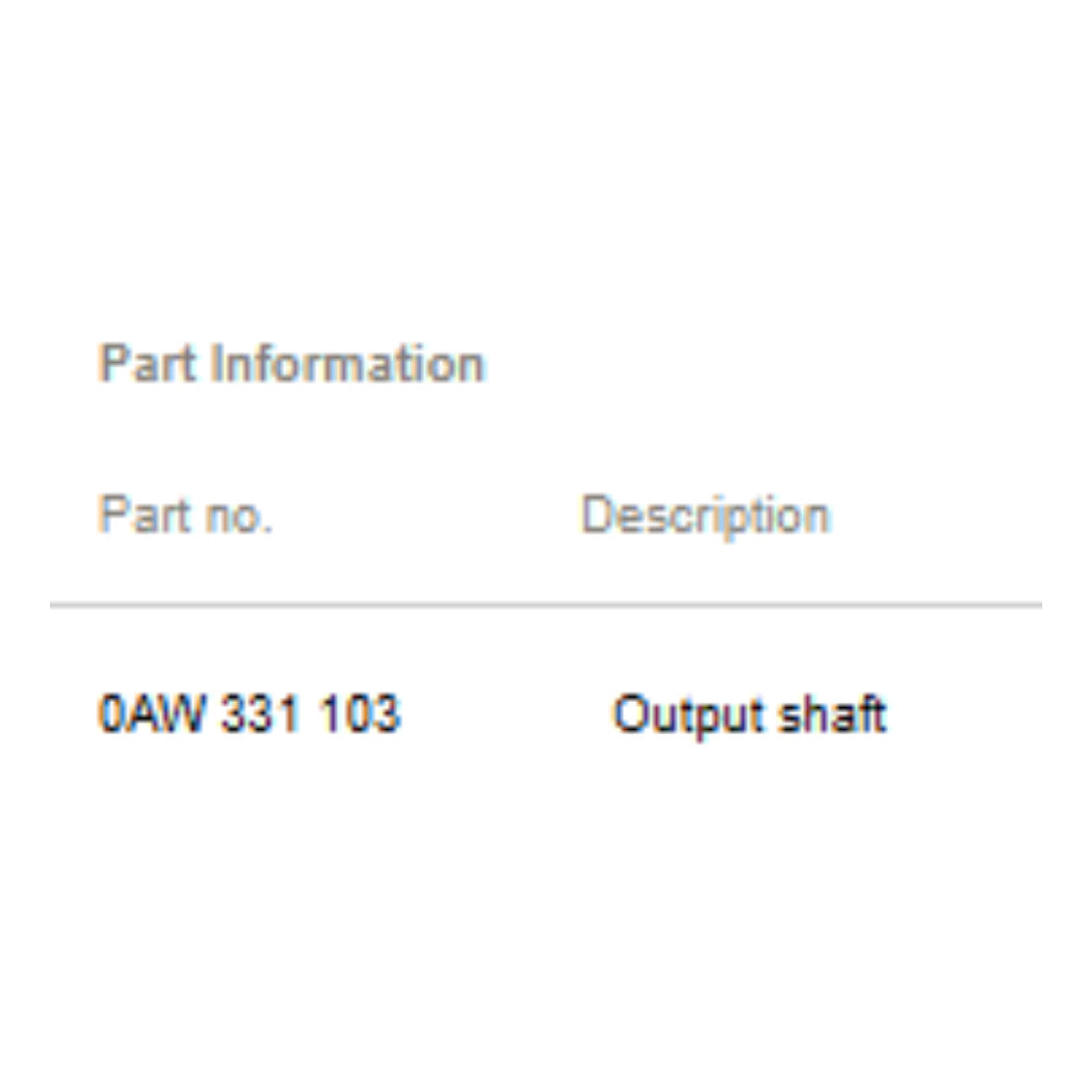 2012 Audi A4 Output Shaft (0AW Transmission) Used OEM 0AW331103