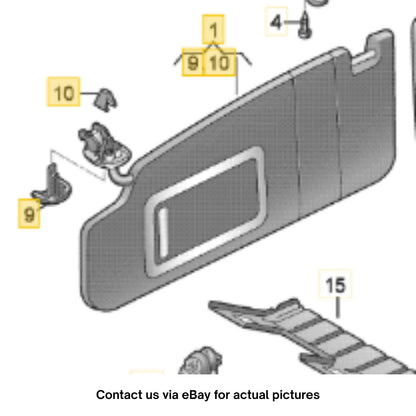 2012 VW Jetta Left Sun Visor Manual Mirror Pearl Gray Used OEM 5C6857551D