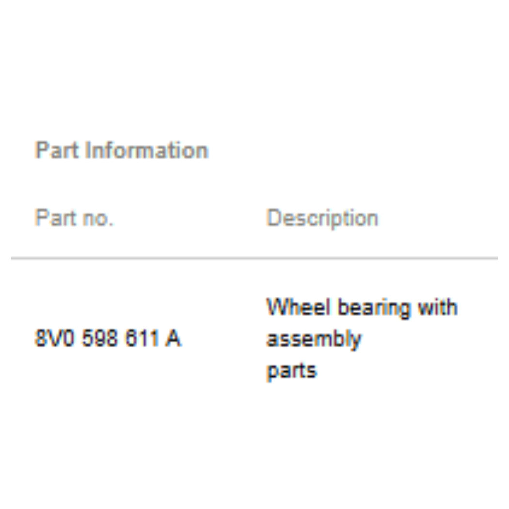 2011–2015 VW Jetta Rear Wheel Bearing & Hub Assembly Used OEM 8V0598611A