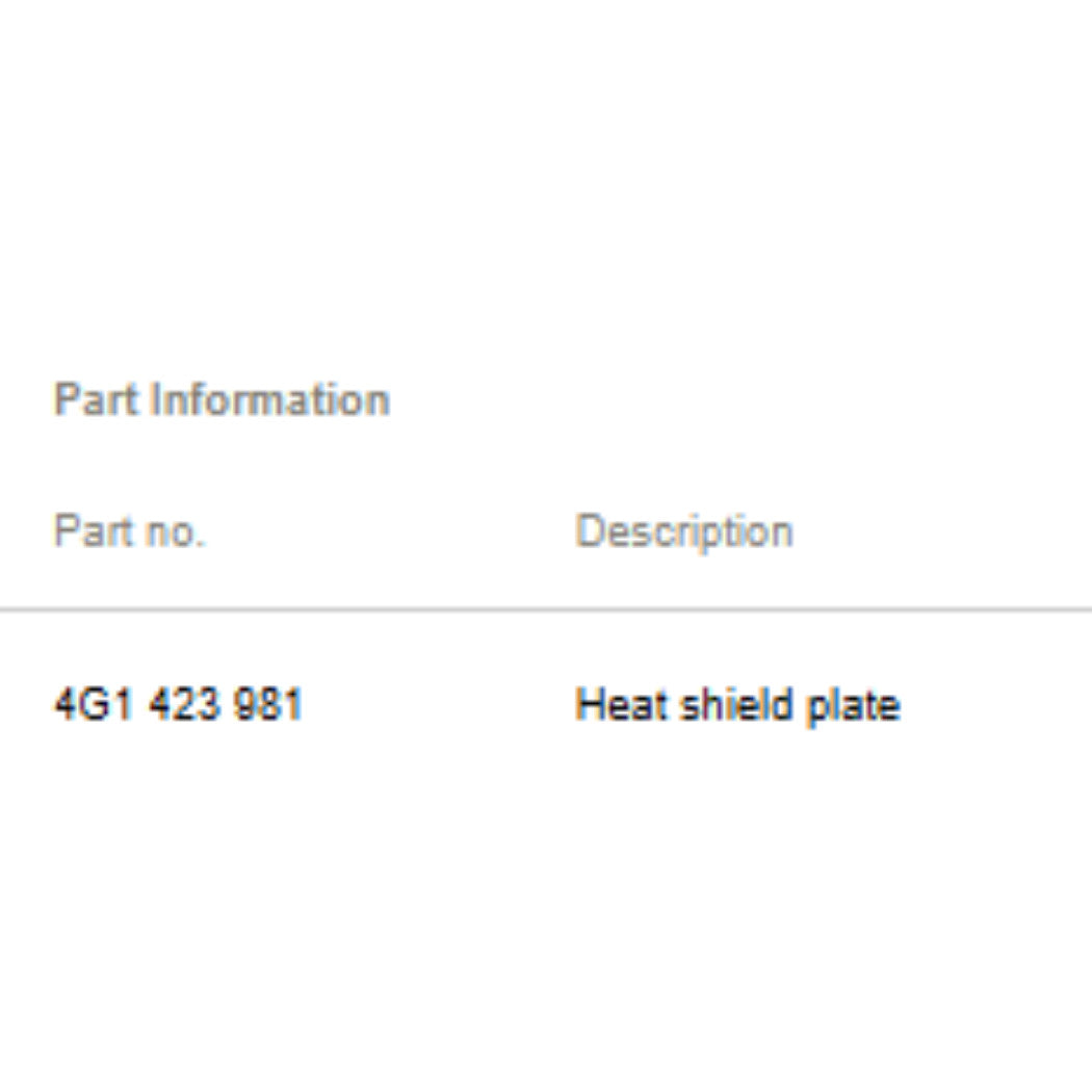 2014 Audi A6 Rack-and-Pinion Heat Shield OEM 4G1423981