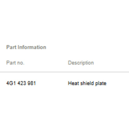 2014 Audi A6 Rack-and-Pinion Heat Shield OEM 4G1423981