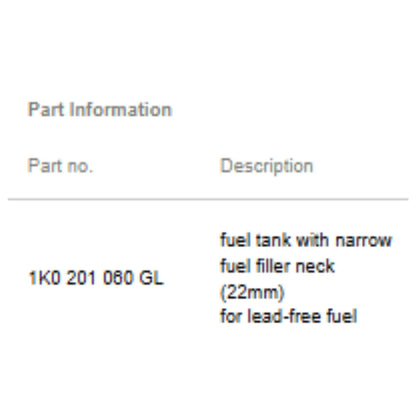 2011–2015 VW Jetta Fuel Tank Used OEM 1K0201060GL