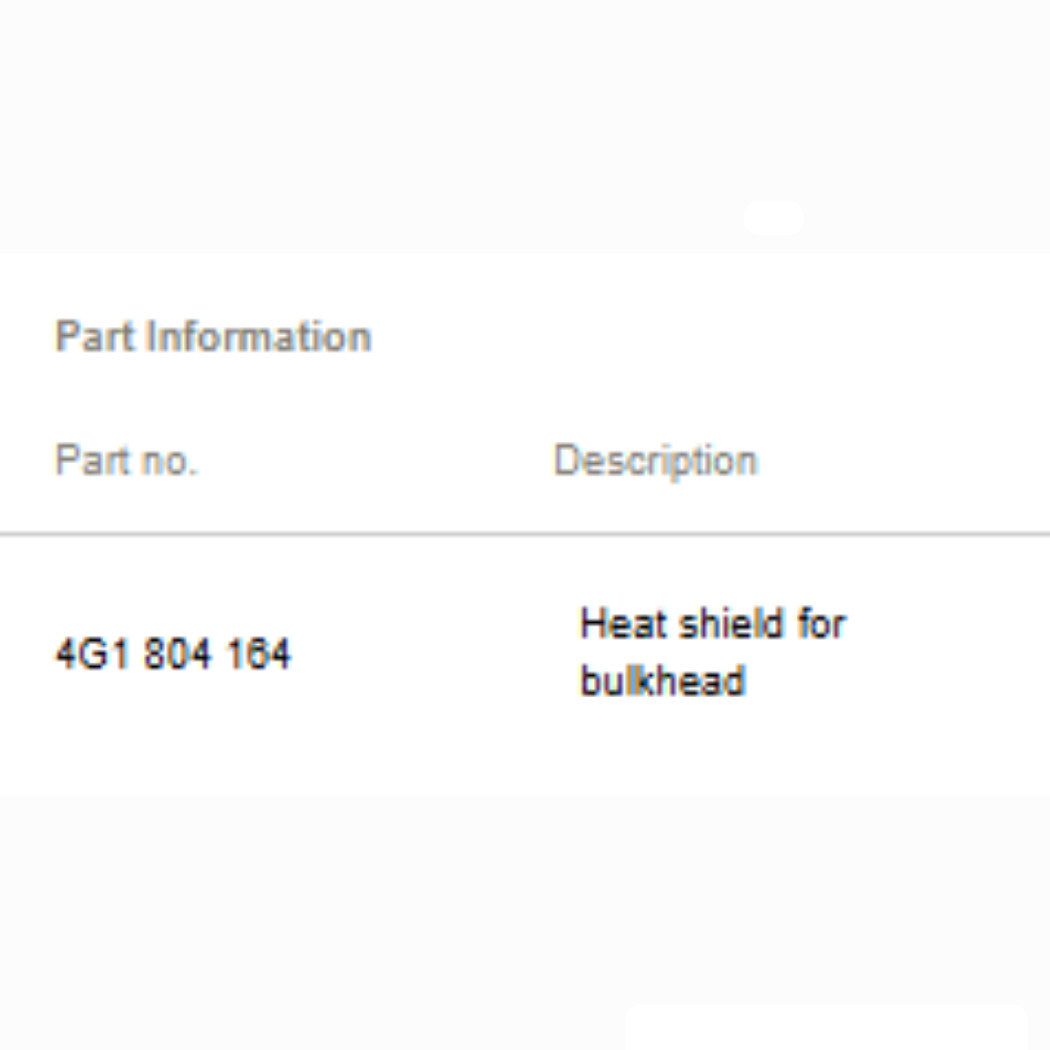 2011–2014 Audi A6 Right Side Heat Shield Used OEM 4G1804164