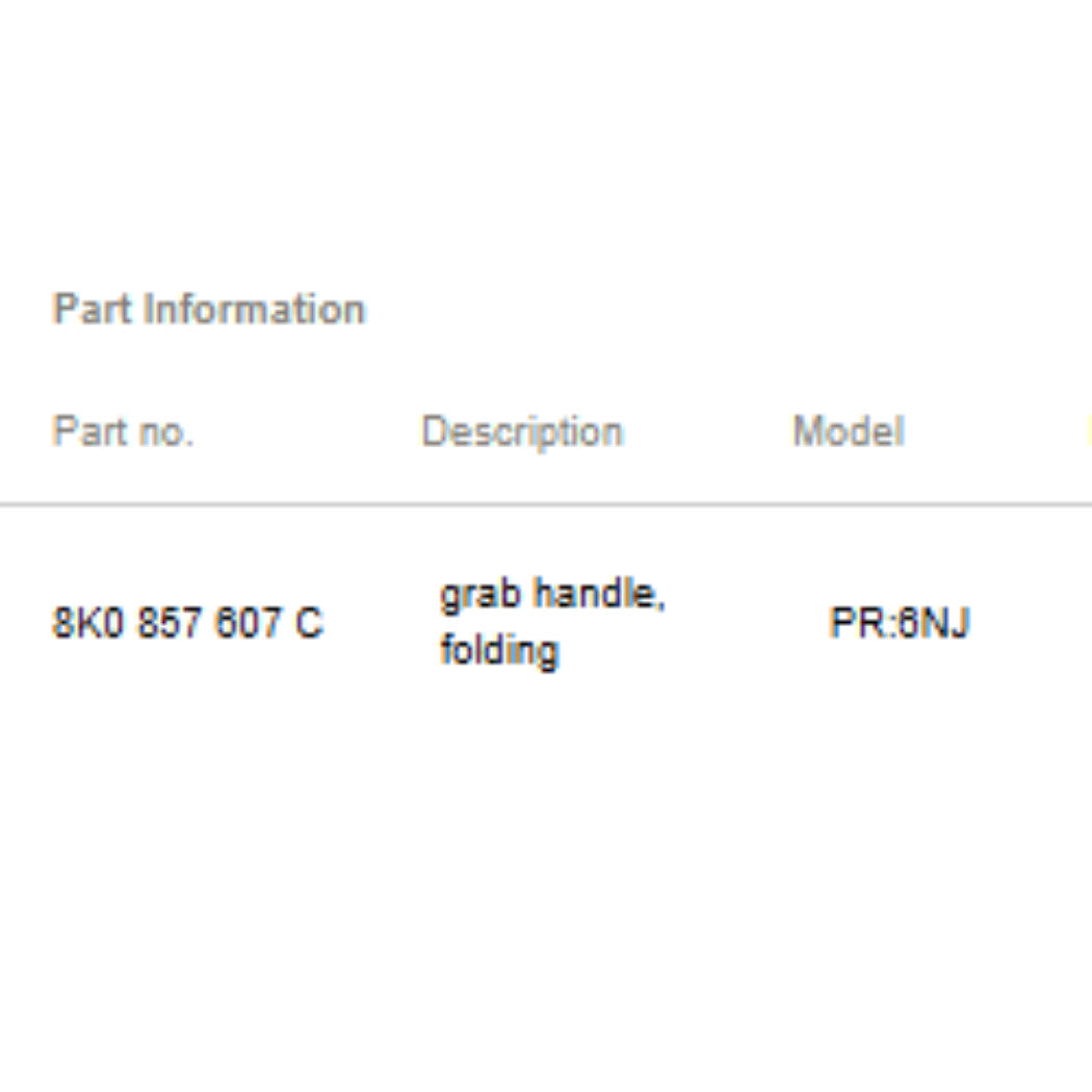 2012–2018 Audi A6 / A7 Rear Roof Grab Handle Used OEM 8K0857607C