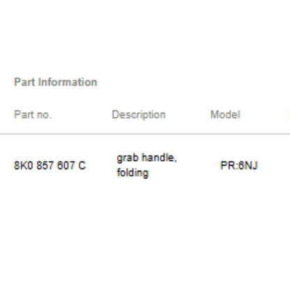 2012–2018 Audi A6 / A7 Rear Roof Grab Handle Used OEM 8K0857607C