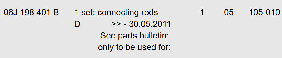 2010-2012 Audi 2.0L Connecting Rod Used OEM 06J198401B