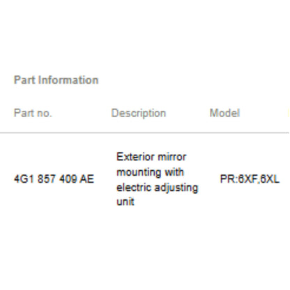 2012-2018 Audi A6 S6 Left Side View Mirror OEM 4G1857409AE