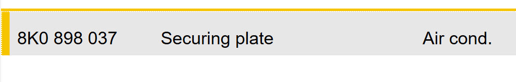 2010–2012 AUDI A4 SECURING PLATE USED OEM 8K0898037