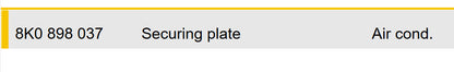 2010–2012 AUDI A4 SECURING PLATE USED OEM 8K0898037