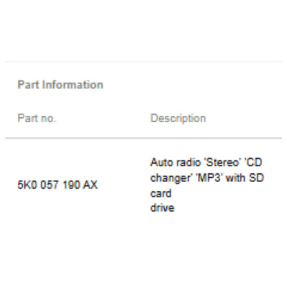 2011–2015 VW Jetta Radio Control Unit Used OEM 5K0057190AX
