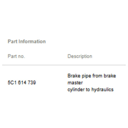 2011–2015 VW Jetta ABS Pressure Hose Used OEM 5C1614739