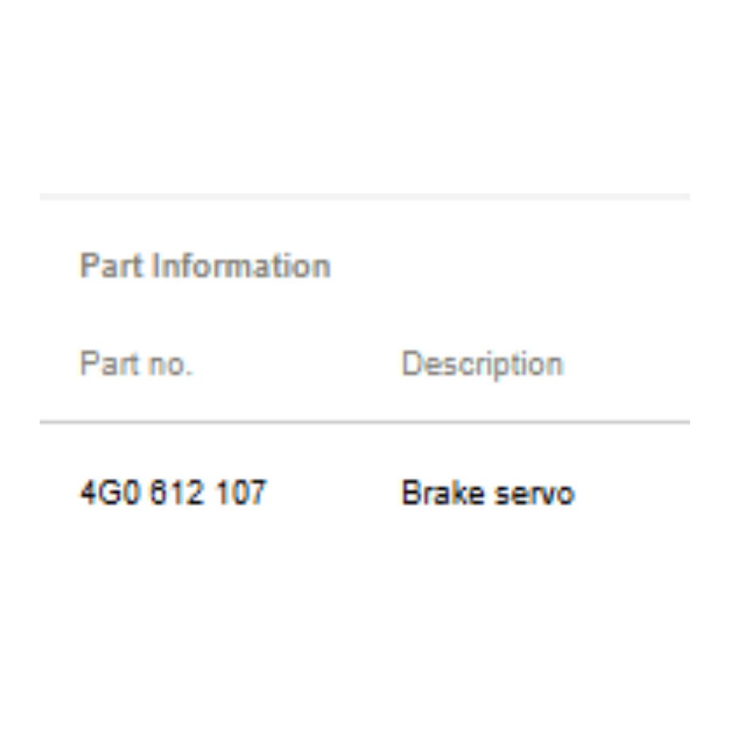 2016-2018 Audi A6 / A7 Power Brake Booster Used OEM 4G0612107