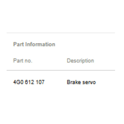 2016-2018 Audi A6 / A7 Power Brake Booster Used OEM 4G0612107