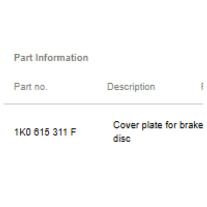 2011–2015 VW Jetta Front Brake Dust Shield Used OEM 1K0615311F