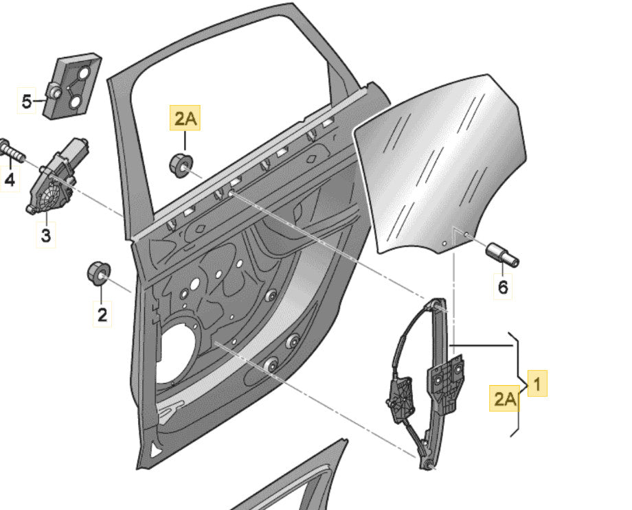 2010–2012 AUDI Rear Right Window Regulator WITHOUT FH-Engine USED OEM 8K0839462A