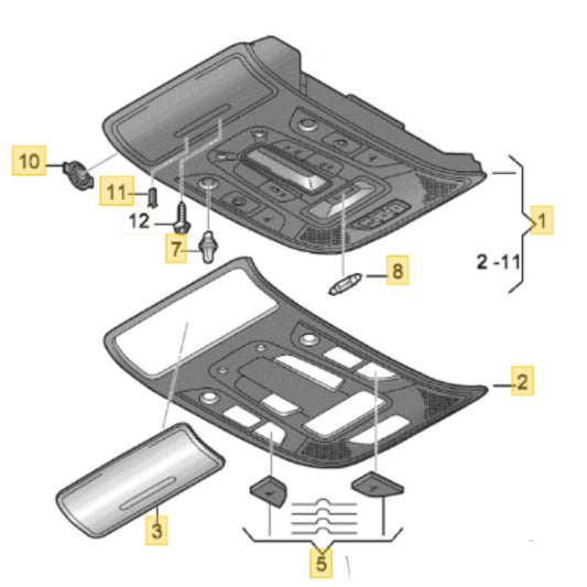 2012-2018 Audi A6 A7 Interior Ceiling / Reading Light OEM 4G0947135D