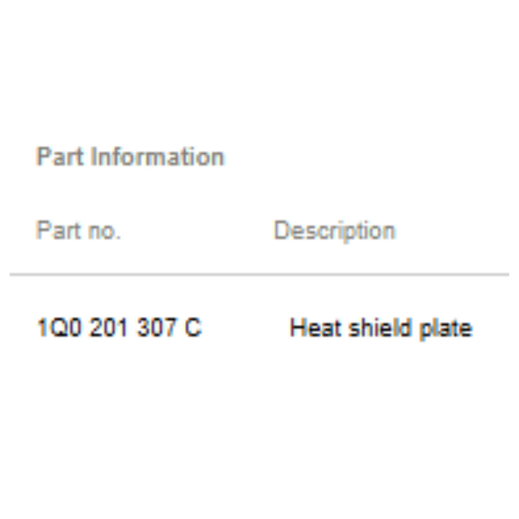 2011–2015 VW Jetta Fuel Tank Heat Shield Used OEM 1Q0201307C