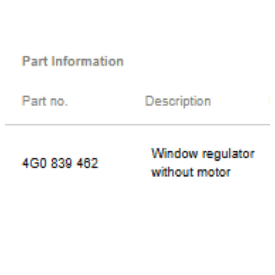 2012–2018 Audi A6 Rear Right Window Regulator Used OEM 4G0839462