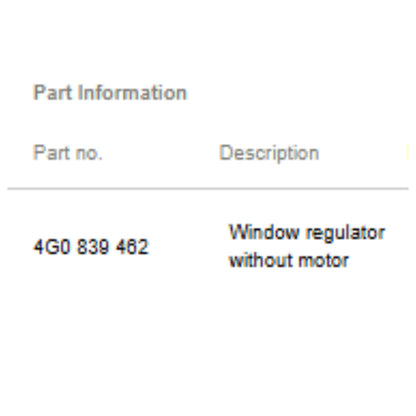 2012–2018 Audi A6 Rear Right Window Regulator Used OEM 4G0839462