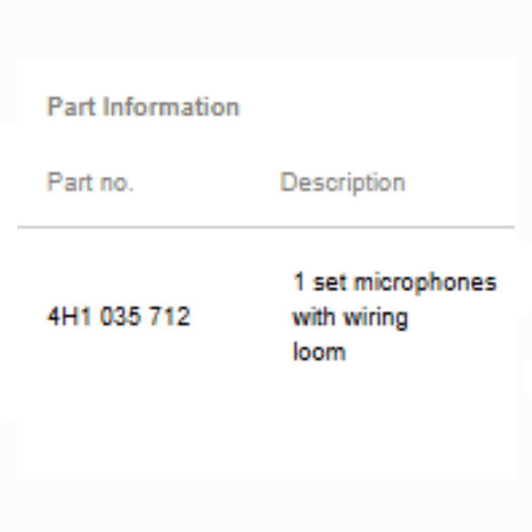 2012–2018 Audi A6 / A7 / A8 Bluetooth Microphone Used OEM 4H1035712