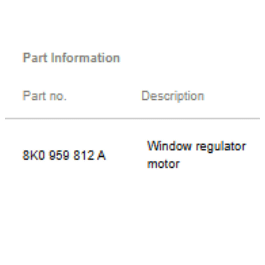 2012–2018 Audi A6 Rear Right Window Motor Used OEM 8K0959812A