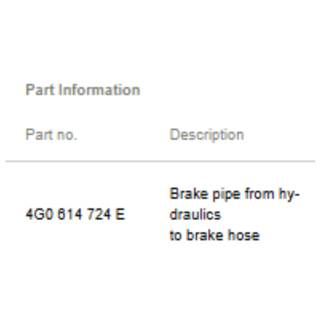 2008–2018 Audi A6 Quattro Brake Line Used OEM 4G0614724E