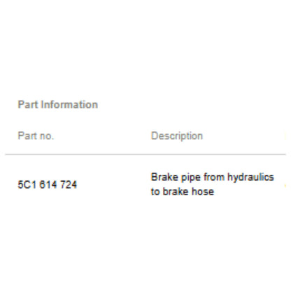 2011–2015 VW Jetta Brake Line / Hydraulic Hose Used OEM 5C1614724