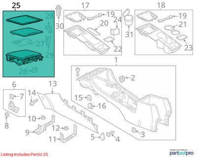 Volkswagen 2012-2015 Volkswagen Passat Console Tray 5618632841QB