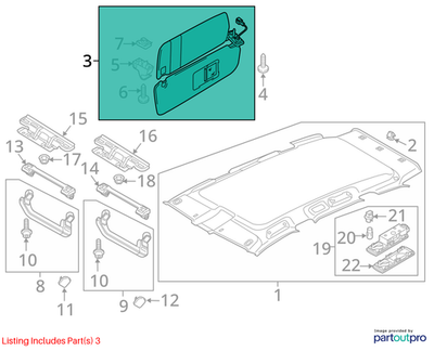 Volkswagen 2011-2014 Touareg Sun Visor 7P6857551M2F4