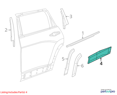 Jeep 2014-2023 Cherokee Rear Door Molding Right 6VX68RXFAC