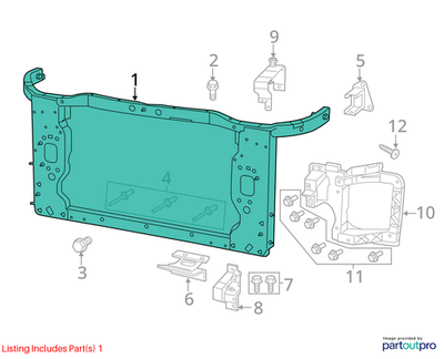 2014 Jeep Cherokee Radiator Closure Panel Used OEM 68227489AA