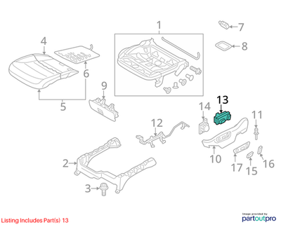 2012–2015 VW / Audi / Seat Front Left Power Seat Switch USED OEM 7P6959747