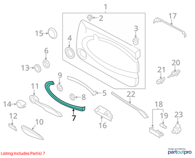 2011–2015 Mini Cooper Left Bottom Door Trim Molding OEM 51412753695
