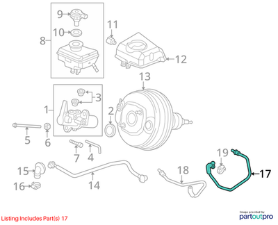 2011–2015 Audi A4 Brake Vacuum Hose / Pipe Used OEM 8K0611931BQ