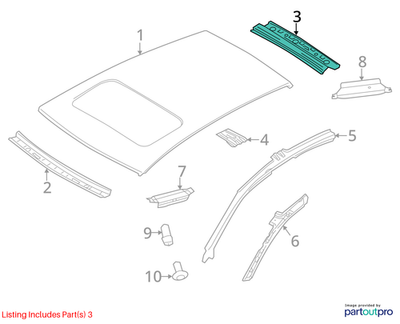 2011–2018 VW Jetta Roof Header Panel (Rear) Used OEM 5C6817163