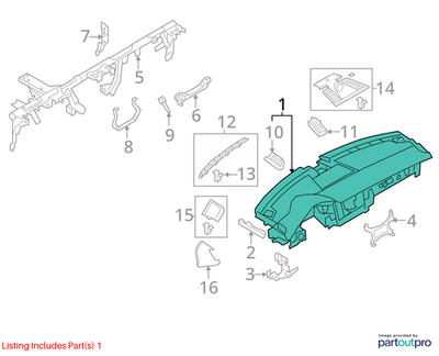 2011 Porsche Panamera S Dashboard Upper Panel Used OEM 970552101078ED