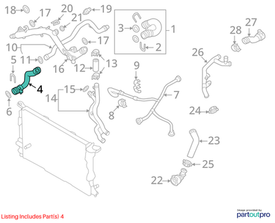 Audi 2010-2016 A4 Quattro Radiator Coolant Hose 8K0121055B