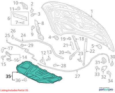 2012 Audi A7 Quattro Hood Insulation Pad Used OEM 4G8863825