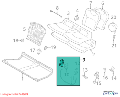2011–2015 Mini Cooper Rear Seat Actuation Unit Right Used OEM 52202751256
