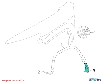 Jeep 2014-2018 Cherokee Front Fender Spat Right 68196516AD