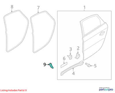 2012 Audi A4 Rear Left Door Seal Bracket Used OEM 8K0839059