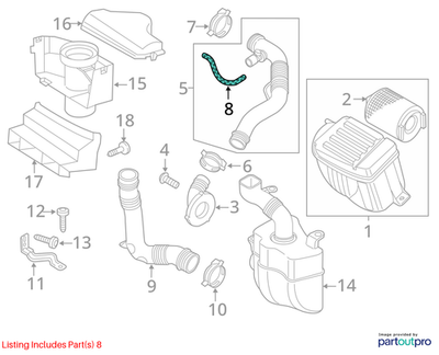 2011–2015 VW Jetta PCV Valve Hose Used OEM 1J0103493C