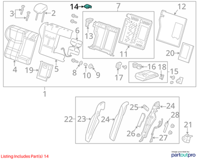 2018 Cadillac CTS Rear Seat Back Latch Bezel Right Used OEM 23441643