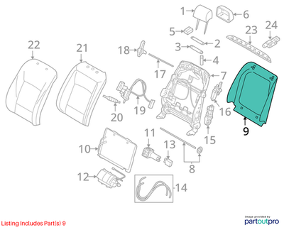 2010–2013 BMW 520i / 5‑Series Seat Back Panel Used OEM 52107226804